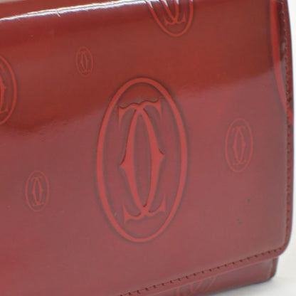 Cartier Wallet Double C Bordeaux Patent Leather Silver — view 6