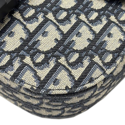 Dior Shoulder Bag Oblique Jacquard Grained Calfskin Saddle with Flap Mini Navy