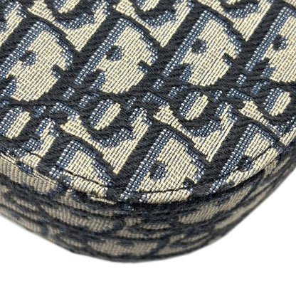 Dior Shoulder Bag Oblique Jacquard Grained Calfskin Saddle with Flap Mini Navy