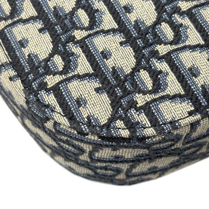 Dior Shoulder Bag Oblique Jacquard Grained Calfskin Saddle with Flap Mini Navy
