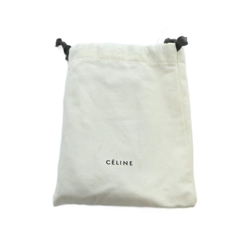 Celine Long Wallet Leather Logo Zip Around Beige MQ