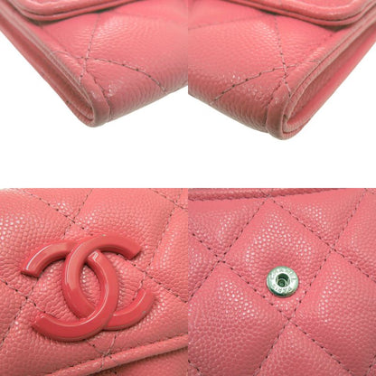 Chanel Quilted Flap Coin Case Leather Pink