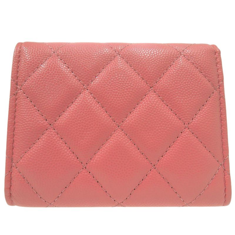 Chanel Quilted Flap Coin Case Leather Pink