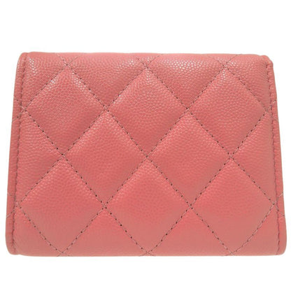 Chanel Quilted Flap Coin Case Leather Pink