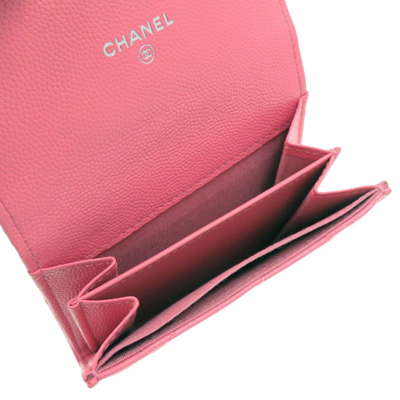 Chanel Quilted Flap Coin Case Leather Pink
