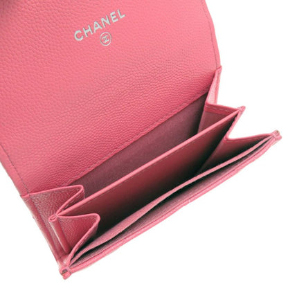 Chanel Quilted Flap Coin Case Leather Pink