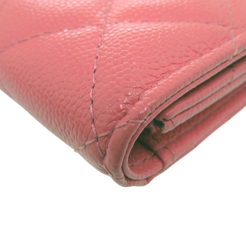 Chanel Quilted Flap Coin Case Leather Pink