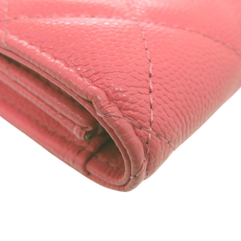 Chanel Quilted Flap Coin Case Leather Pink