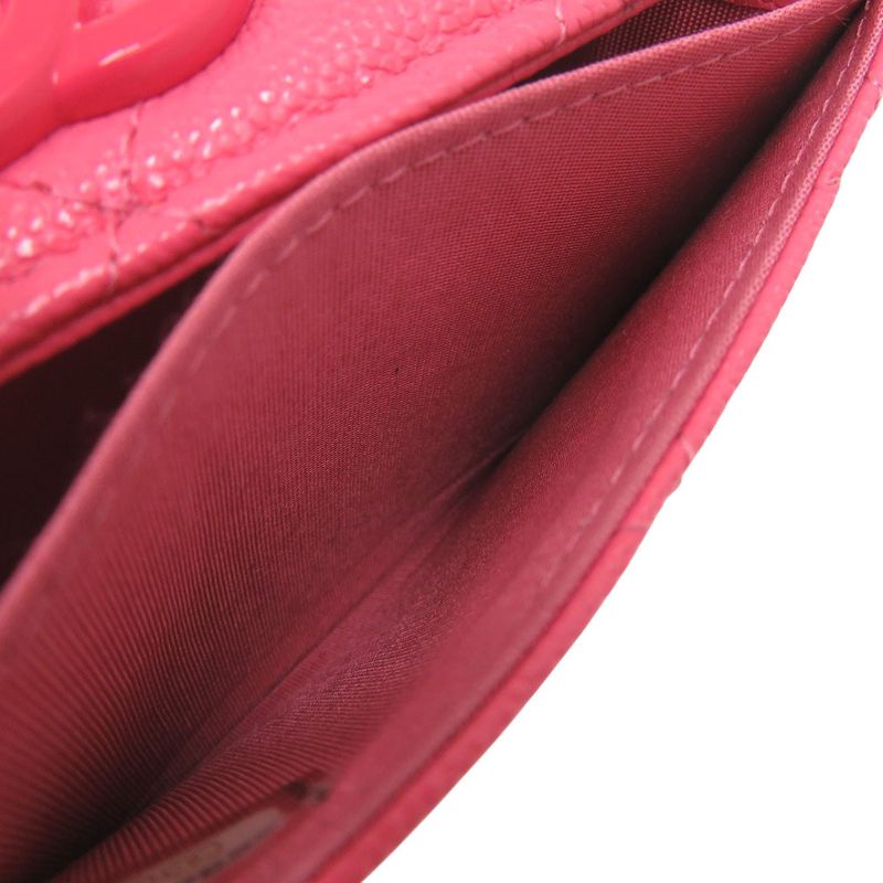 Chanel Quilted Flap Coin Case Leather Pink