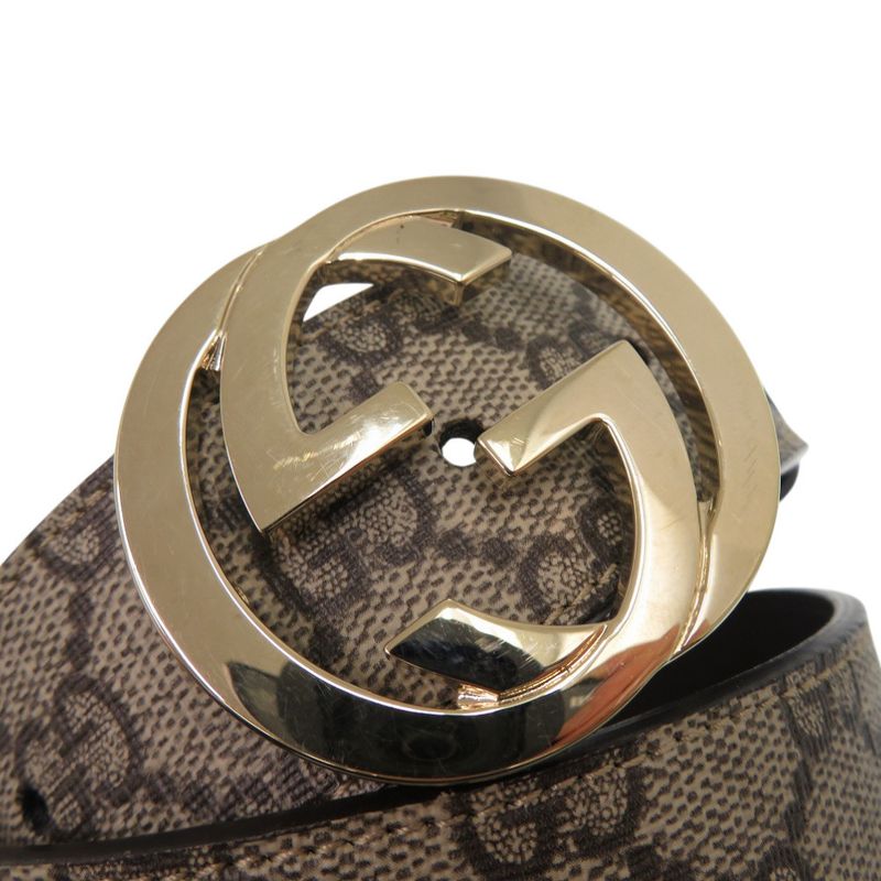 Gucci GG Buckle Belt Leather Beige