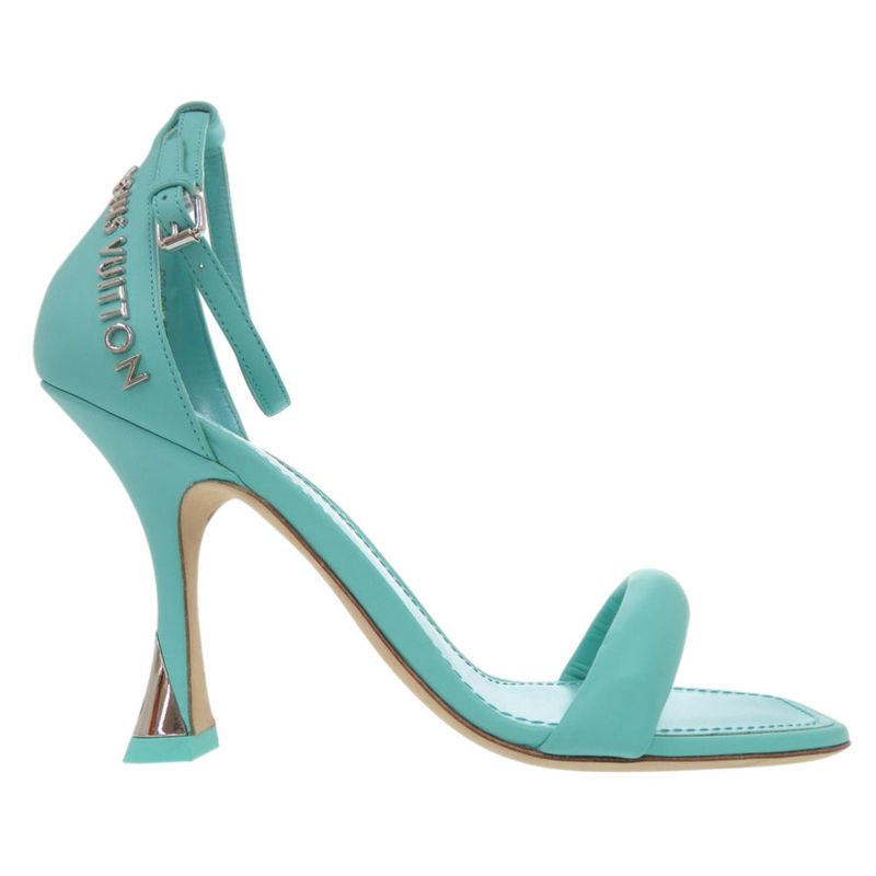 Louis Vuitton Logo Strap Sandals Leather Blue Green LV