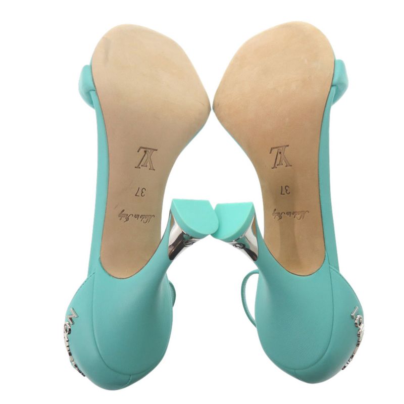 Louis Vuitton Logo Strap Sandals Leather Blue Green LV