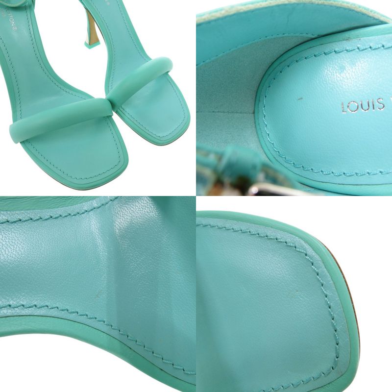 Louis Vuitton Logo Strap Sandals Leather Blue Green LV