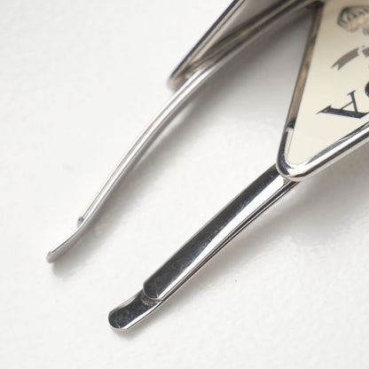 Prada Hair Triangle Logo Metal Hairpin Silver Cream Type