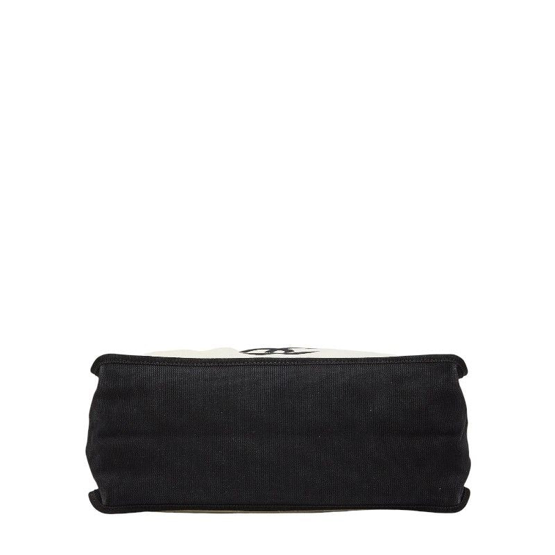 Chanel Let's Lemon Straight Tote Shoulder Bag Beach White Black Canvas