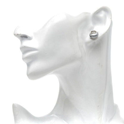 Chanel CC Logo Stud Earrings Silver Plastic Metal