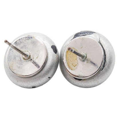 Chanel CC Logo Stud Earrings Silver Plastic Metal