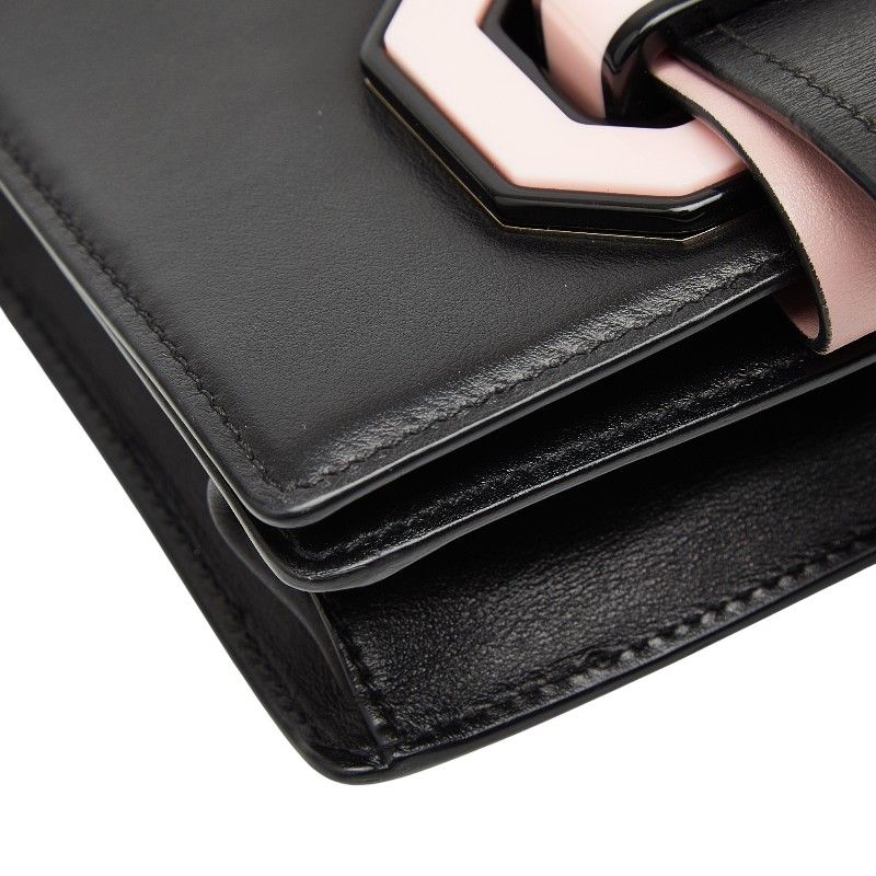 Prada Crossbody Shoulder Bag Black Pink Leather