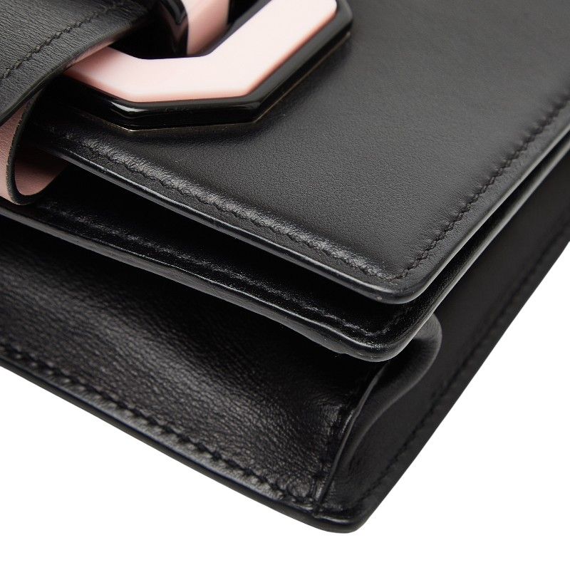 Prada Crossbody Shoulder Bag Black Pink Leather
