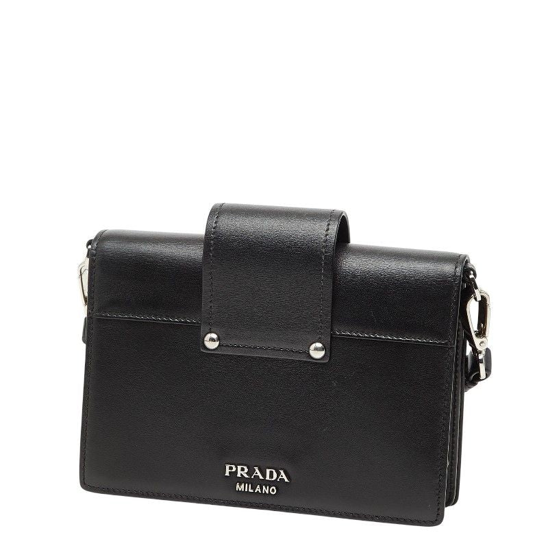 Prada Crossbody Shoulder Bag Black Pink Leather