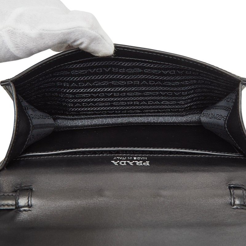 Prada Crossbody Shoulder Bag Black Pink Leather
