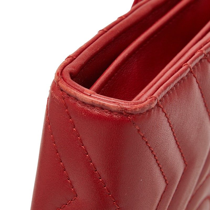 Gucci GG Marmont Chain Wallet Shoulder Bag Red Leather