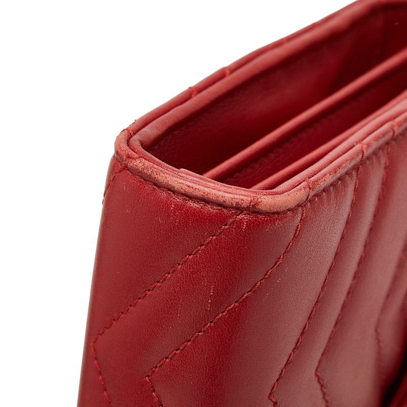 Gucci GG Marmont Chain Wallet Shoulder Bag Red Leather