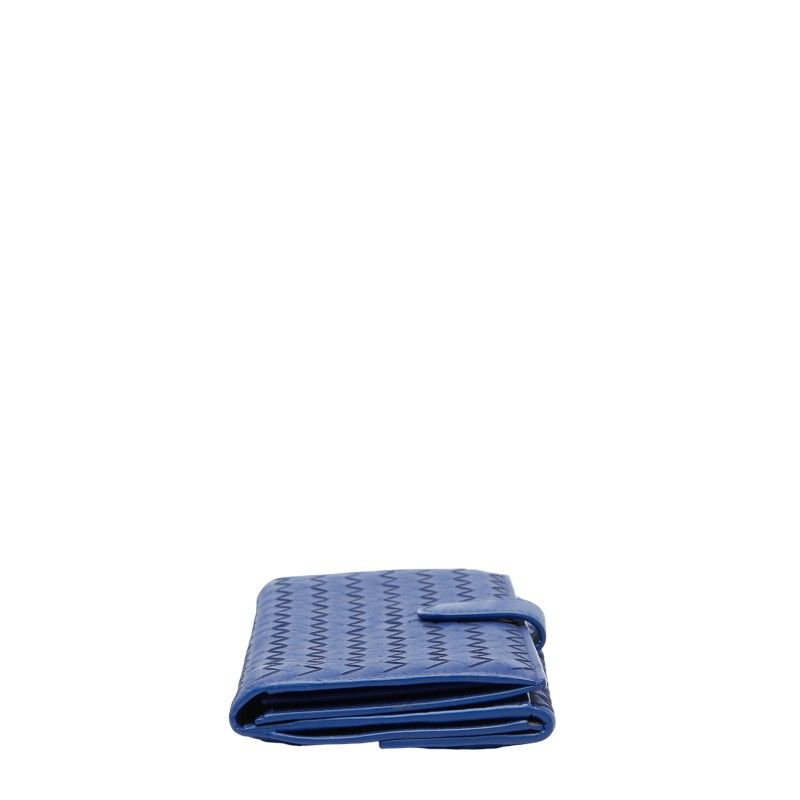 Bottega Veneta Intrecciato Long Wallet Blue Leather