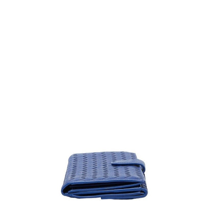Bottega Veneta Intrecciato Long Wallet Blue Leather