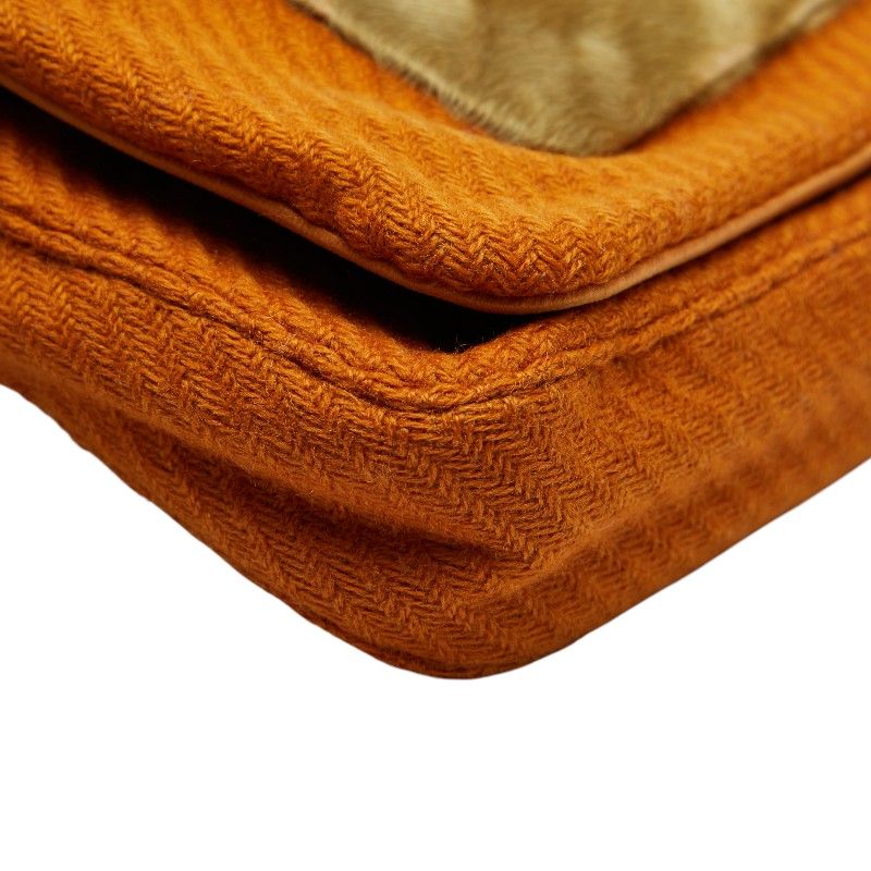 Prada One Shoulder Bag Brown Wool Haraco