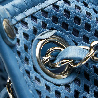 Chanel CC Logo Mesh Chain Tote Light Blue Leather