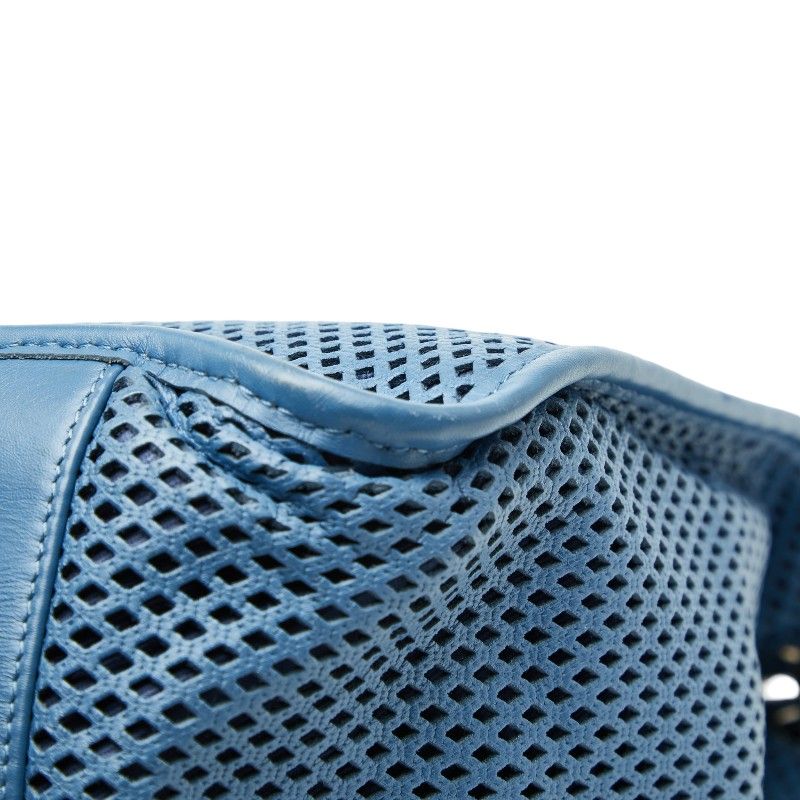 Chanel CC Logo Mesh Chain Tote Light Blue Leather
