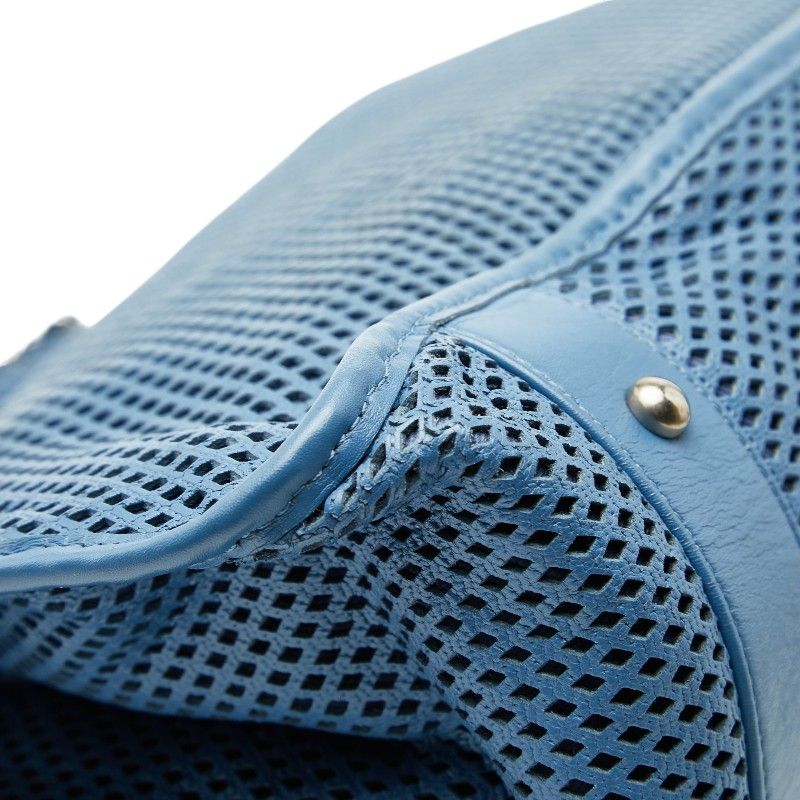 Chanel CC Logo Mesh Chain Tote Light Blue Leather