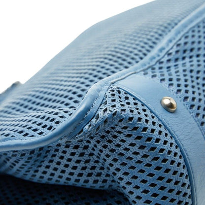 Chanel CC Logo Mesh Chain Tote Light Blue Leather