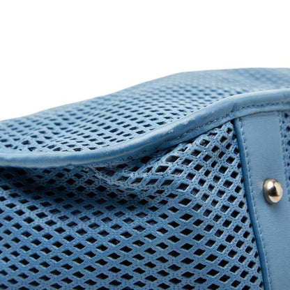 Chanel CC Logo Mesh Chain Tote Light Blue Leather