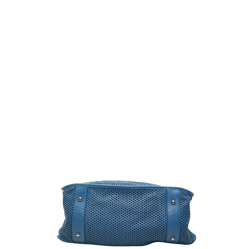 Chanel CC Logo Mesh Chain Tote Light Blue Leather