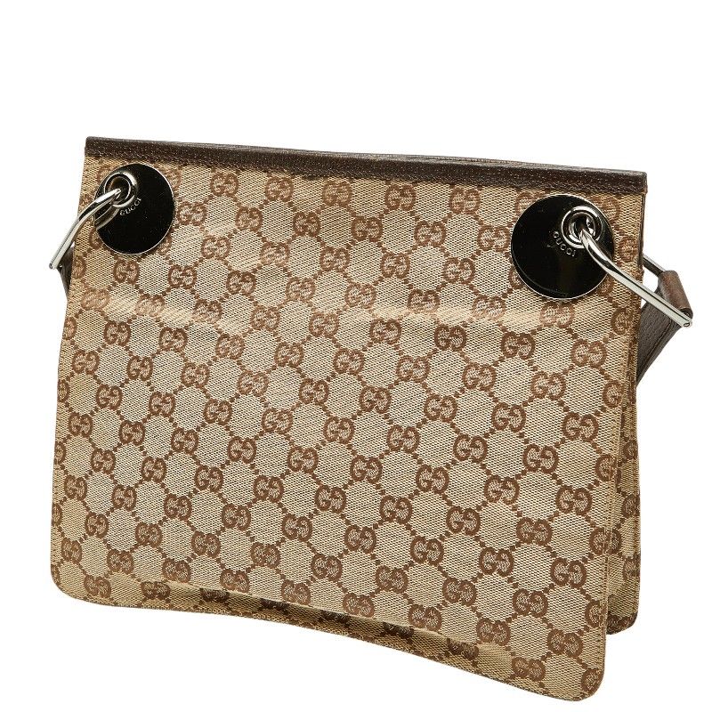 Gucci GG Canvas Crossbody Shoulder Bag Beige Brown