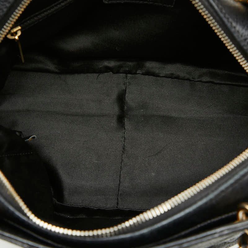 Chanel CC Logo Quilted Chain Shoulder Bag Black Caviar Leather