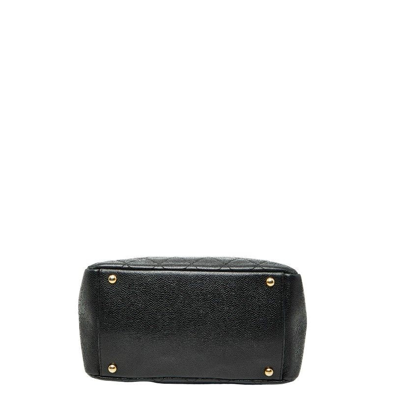 Chanel CC Logo Quilted Chain Shoulder Bag Black Caviar Leather