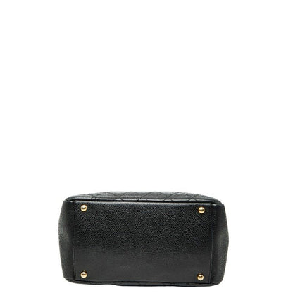 Chanel CC Logo Quilted Chain Shoulder Bag Black Caviar Leather
