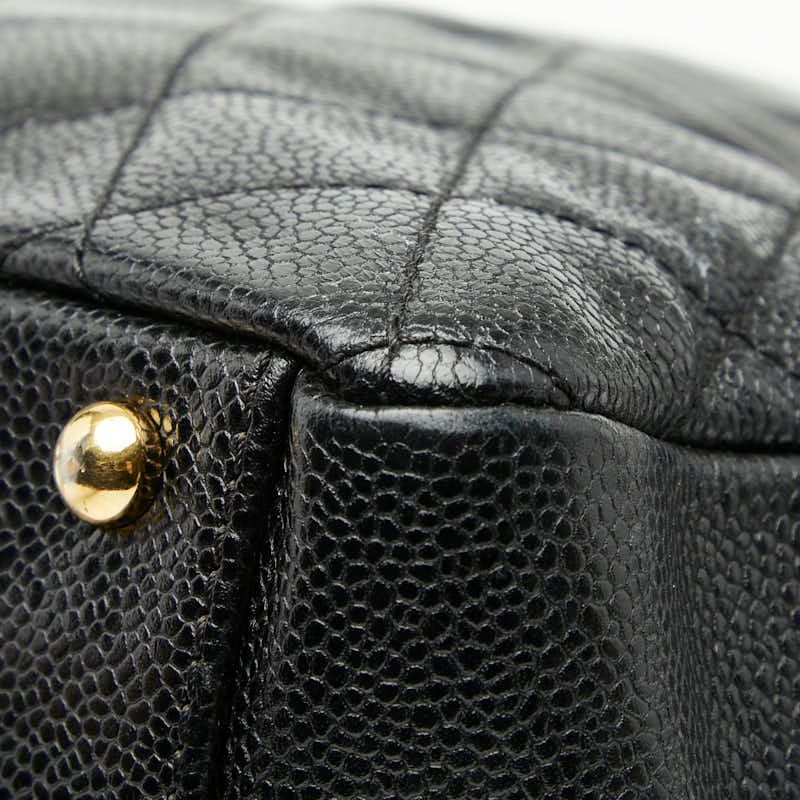 Chanel CC Logo Quilted Chain Shoulder Bag Black Caviar Leather