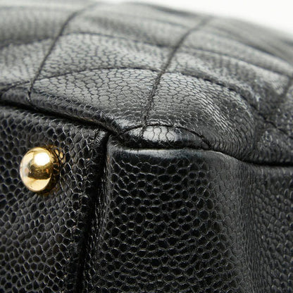 Chanel CC Logo Quilted Chain Shoulder Bag Black Caviar Leather