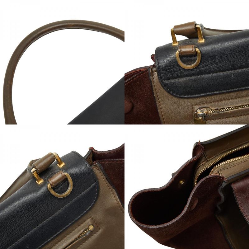 Celine Trapeze 2-Way Shoulder Bag Brown Black Leather