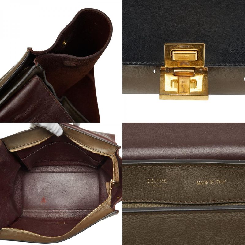 Celine Trapeze 2-Way Shoulder Bag Brown Black Leather