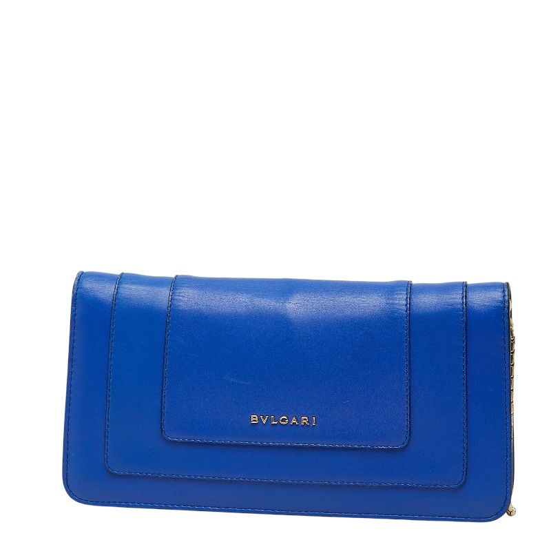 Bvlgari Serpenti Chain Shoulder Bag Blue Leather