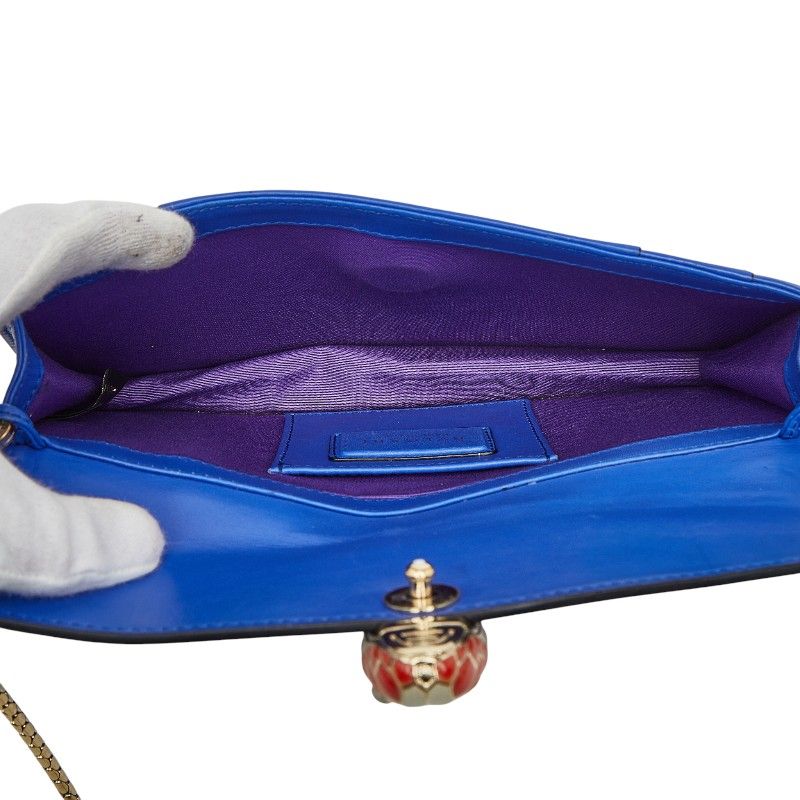 Bvlgari Serpenti Chain Shoulder Bag Blue Leather