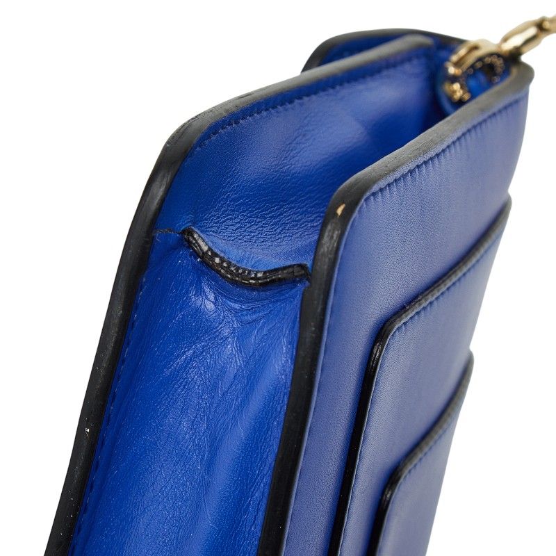 Bvlgari Serpenti Chain Shoulder Bag Blue Leather