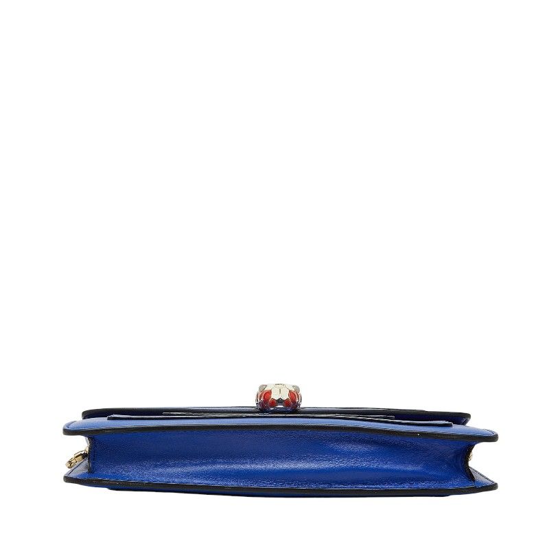 Bvlgari Serpenti Chain Shoulder Bag Blue Leather