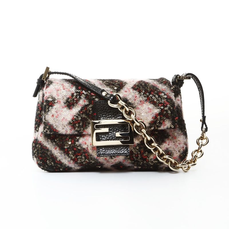 Fendi Shoulder Bag Pink Mini Mamma Wool