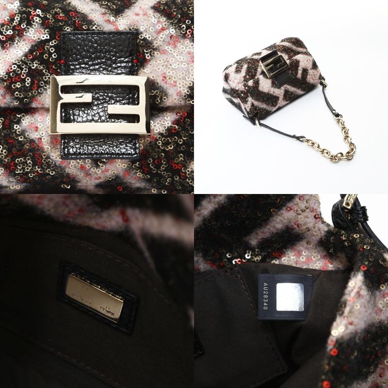 Fendi Shoulder Bag Pink Mini Mamma Wool